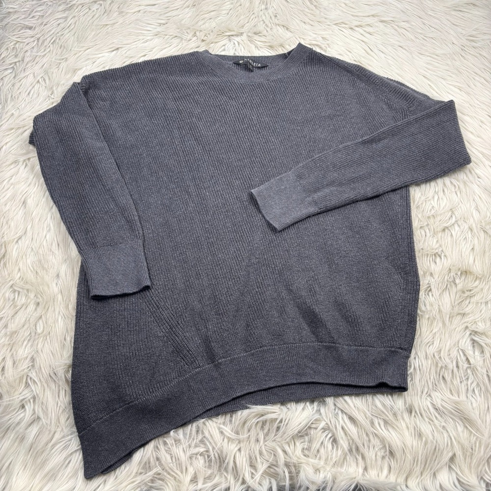 Athleta Women's M Gray Rest Day Asymmetrical Crew Knit Sweater Pima Cotton